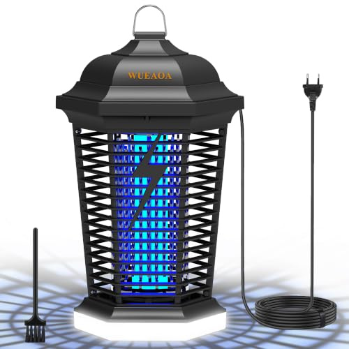 WUEAOA Insektenvernichter elektrisch 4000V 18W UV-Mückenlampe mit LED-Licht | Doppelte Lichtquellen, Ungiftig geruchsfrei, Flammhemmendes ABS, IPX4 wasserdicht, Aufhängbar, Anti Mücken,Fliegen,Motten