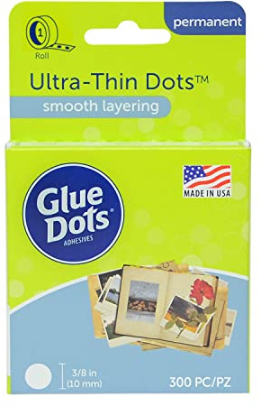 Glue Dots Clear Dot Roll, Ultra Thin .375 300/Pkg - 174922