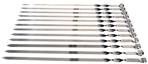 Olymp Edelstahl Schaschlikspiesse 50cm / 2mm Stärke / 1,5cm Breite/EXTRA STARK/Schampura Grillspiesse Fleischspiesse auch für Mangal (12 Stück)