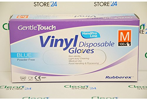 Guante de vinilo Hand Pro azul. Sin polvo. Caja 100 un. Talla M