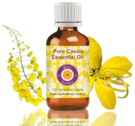 Deve Herbes Pure Cassia Essential Oil (Cinnamomum Cassia) Non-Sticky | Non-Greasy | for Aromatherapy, Massage & DIY Use 30ml