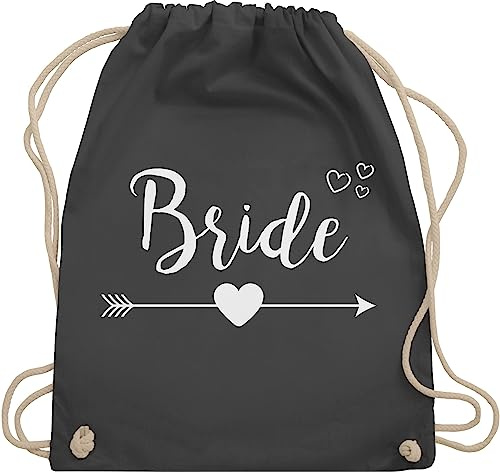 Shirtracer Turnbeutel Rucksack - JGA Junggesellenabschied Frauen - Bride Herzpfeil - Unisize - Dunkelgrau - utensilien junggesellinnenabschied brauttaschen bachelorette party stoffrucksack