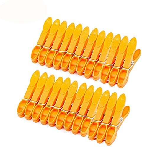 Strong Hanger Clips Wide Open Clothes Pegs Large Clothing Line Clothespin for Laundry Outdoor Kitchen 24 Pack Orange