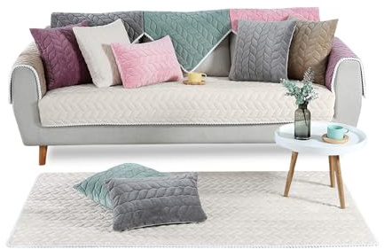 PETCUTE Sofaschutz Sofaschoner,Sofabezug Antirutsch Kratzschutz Hund Katze Sofa Überwurf,Hundedecke Ecksofa Sofa Schutzdecke Schonbezug Sofa Abdeckung Sofaüberwurf für Wohnzimmer,Creme Weiß 90*160cm