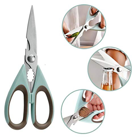 Kitchen Scissors Rust-Resistant, with Blade Protector Heavy Duty Multipurpose Utility Shears Chicken Scissors Bottle Opener, for Meats, Crab, Herbs, Poultry Bones, Vegetables, BBQ, Nut Cracker