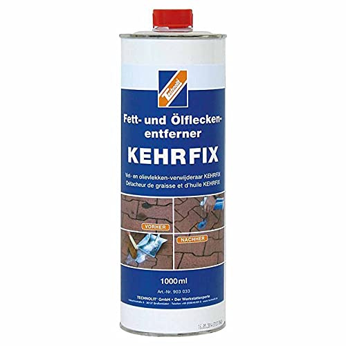 TECHNOLIT Kehrfix Ölfleckentferner 1 L | Fettlöser für Pflaster & Beton | Reiniger für Estrich, Naturstein & Klinker | Tiefenwirkung bindet Öl zu Kruste | Säurefrei & ohne Schrubben abkehrbar