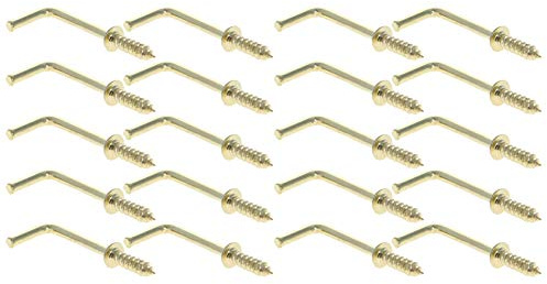 MroMax 7-förmige rechtwinklige Schraubhaken, 3,2 cm Gesamtlänge, verkupferter Karbonstahl, selbstschneidende Schrauben, L-förmiger Haken, 32 x 10 mm (L x B), für Zuhause, Arbeitsplatz, Büro, Gelb, 50