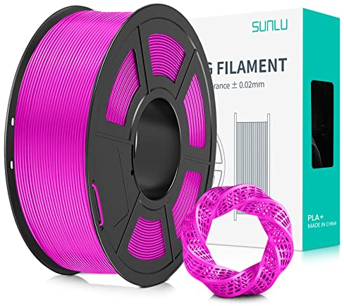 SUNLU PLA+ Filament 1.75mm, PLA Plus 3D Drucker Filament, Stärker belastbar, Neatly Wound, 1KG 3D Druck PLA+ Filament, Maßgenauigkeit +/- 0.02mm, Fuchsie