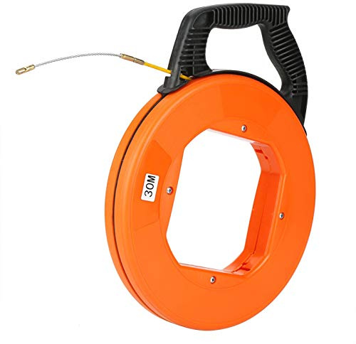 30M Fish Tape Reel, Akozon 30m Non-Conductive Fiberglass Fish Tape, Fiberglass 4mmx30m Electrical Fish Tape Reel Wire Pulling Tool Electrical Cable Puller
