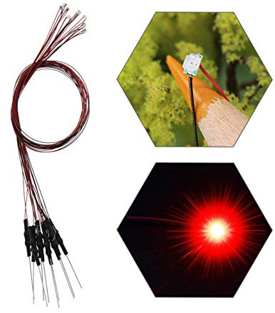 Evemodel 20 Stück Bauform 0805 SMD LED Lampe Beleuchtng Leuchtdioden Mikro Litz mit Kabel 20cm for 12V (rot)