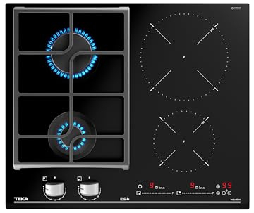 TEKA Placa de gas sobre vidrio + placa de inducción JZC 64322 con función directa y 4 zonas de cocción en 60 cm de gas butano