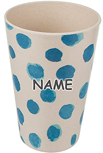 alles-meine.de GmbH Geschirr Motiv & Artikel wählbar Trinkbecher/Wasserbecher/Malbecher - Punkte blau - inkl. Name - 400 ml / 0,4 Liter - BPA frei - mit Deckel - dicht ve..