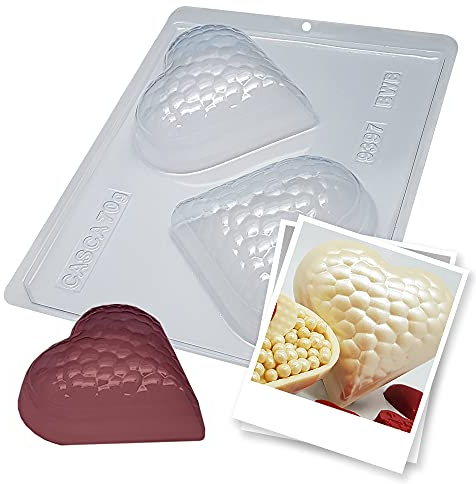BWB 9397 Molde Especial 3 partes Corazón textura gouge Forma con silicona para chocolate caliente de 2 Cavidades 70-200g Plástico PET Tridimensional Accesorios utensilios reposteria