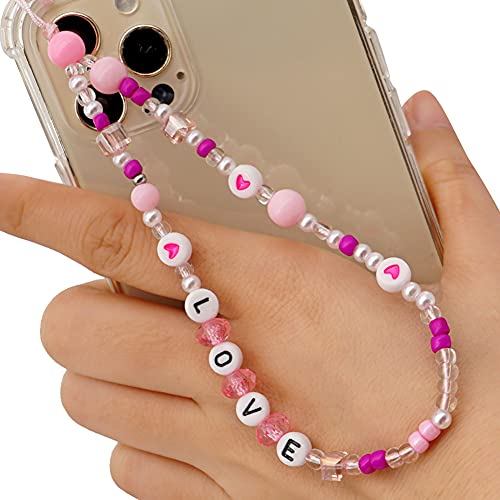 LICHENGTAI Böhmische Handykette Handy Straps Vintage Neue Acryl Lächeln Stern Perlen Kette Bunte Perlen Strap Telefon Anhänger für Mobile Mobile Phone Chain Handy Schmuck Hängen Chian für Frauen