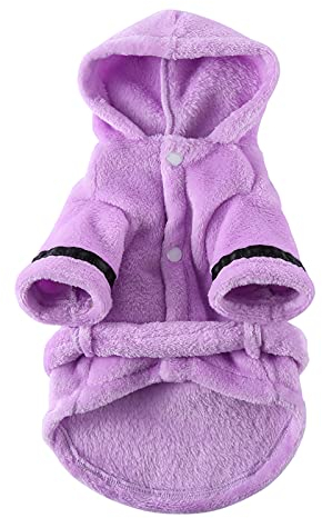 Petyoung Pet Bademantel Hund Pyjama Verdickte Mit Kapuze Bademantel Schnell Trocknend Und Super Saugfähigen Hund Bad Handtuch Weiche Haustier Nachtwäsche für Welpen Kleine Hunde Katzen (S)