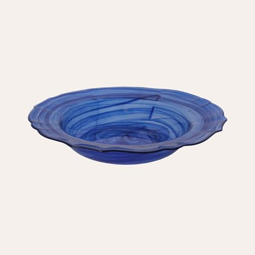 Keyhomestore - Juego de 6 platos hondos de cristal azul alabastro difuminado – Elegante y resistente, diámetro 23 cm, altura 5 cm, ideal para pasta, sopas y segundos platos.