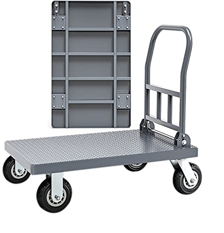WANGPP Transportwagen klappbar mit Rollen Stahlplattform, Transport rollwagen klappbar,rutschfeste Oberfläche, maximale Belastung 600 kg mit 4 Rädern (Size : 90 * 60 * 91cm(A))