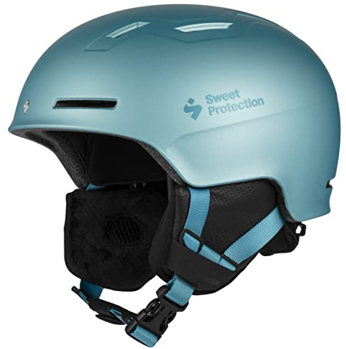 Sweet Protection Ascender Ski Helmet - Low Volume, Adjustable Hybrid Shell Snowboarding Helmet with Ventilation, Matte Sea Metallic, Small/Medium