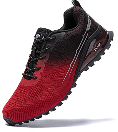 Kricely Trail Running Shoes Mens Breathable Lightweight Trainers Non-Slip Low Rise Walking Shoes