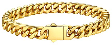Bestyle Armband Herren Edelstahl Panzerkette Armbänder Herrenarmband | Silber/Schwarz/Gold Cuban Panzerarmband 5/7/9/12.5MM Breit 19/21/23CM Länge Gliederarmband Geschenke für Männer Damen Jungs