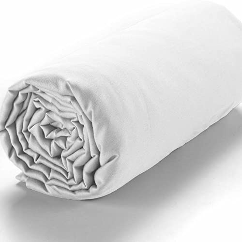 Drap Housse 140x190 en Satin de Coton 105 Fils Blanc - Bonnet 30 - Linge de lit Premium 100% Satin de Coton