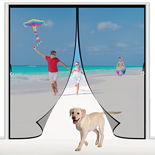 Magnet Fliegengitter Balkontür 300x220cm Schwarz Magnetisches Moskitonetz mit starkem Magnet Insektenschutz Balkontür Fliegenvorhang für Türen Fenster