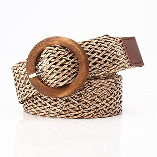 COOKOE Strohgürtel Frauen Geflochtene Taille Übergröße Damen Gürtel für Frauen Schnalle Boho Breite Kummerbunds Zopf Gürtel