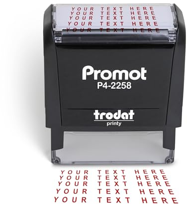 Promot Self Inking Personalized Stamp - Up to 5 Lines of Personalized Text, Custom Address Stamp, Office Stamps, Customizable Rubber Stamp, Name Stamp for Business Easy to Change Ink Cartridge-Medium