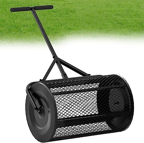 NYANS Épandeur de Compost D'engrais, pour Planter Un Rouleau en Treillis Métallique, Épandeur de Mousse de Tourbe avec Poignée Réglable, pour L'entretien de la Pelouse et du Jardin,Black-40 * 60cm