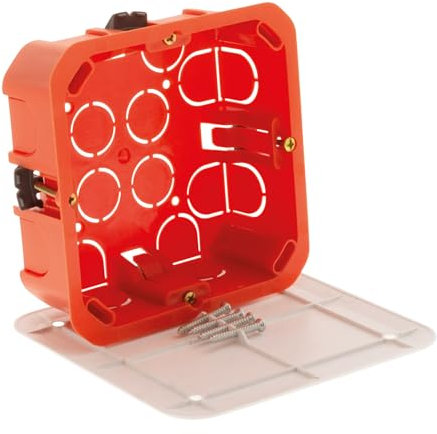 Zenitech, Boîte de Dérivation Cloison Sèche 100x100x40mm Rouge, Couvercle Ajustable pour Installation Électrique Sécurisée, Vis Incluses pour Montage Facile, Compatible Divers Types d'Installations