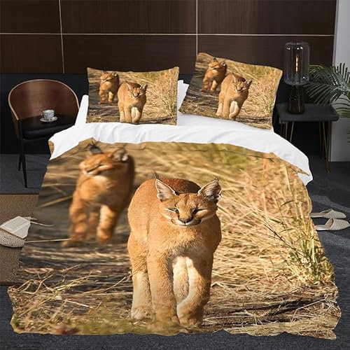 BettwäSche 135x200 Khaki Big Floppa Bettbezug Flauschig PlüSch mit ReißVerschluss Tier BettwäSche-Sets 2 Teilig Set Weiche Atmungsaktiv Mikrofaser BettbezüGe und 2 Kissenbezug