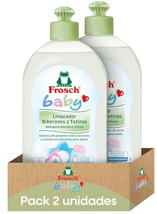 Frosch Baby - Limpiador de Biberones y Tetinas, Elimina Restos de Leche y Comida, Producto Hipoalergénico y Ecológico - Pack de 2 Unidades x 500 ml