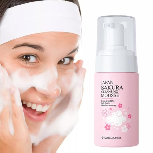 Detergente in schiuma alla ciliegia,Detergente viso portatile da 100 ml per una pulizia profonda senza sensazione di tensione | Prodotti di bellezza per casa, dormitorio, viaggi d'affari, Hunya