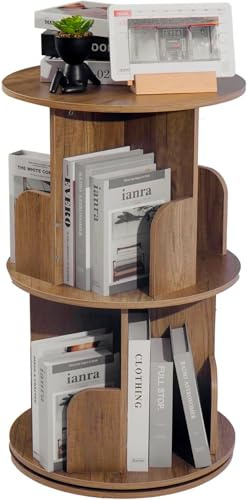 mosegor 2-stöckiges drehbares Bücherregal 360° Display bodenstehendes Lagerregal für Kinder und Erwachsene multifunktionaler Bücherregal-Organizer,für Wohnzimmer Schlafzimmer Arbeitszimmer Büro