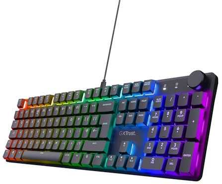 Trust Gaming GXT 866 Torix Mechanical Keyboard UK Layout, Linear Huano Switches, RGB Illumination, Anti-Ghosting N-Key Rollover, Low Profile Programmable USB Gaming Keyboard PC Laptop - Black