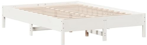 vidaXL Massivholzbett ohne Matratze Weiß 160x200 Kiefernholz