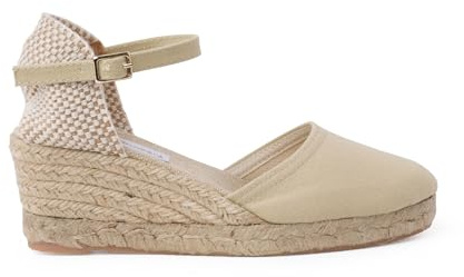 Pisamonas Espadriller För Kvinnor Med Högt Kilspänne Size 38 Color Beige