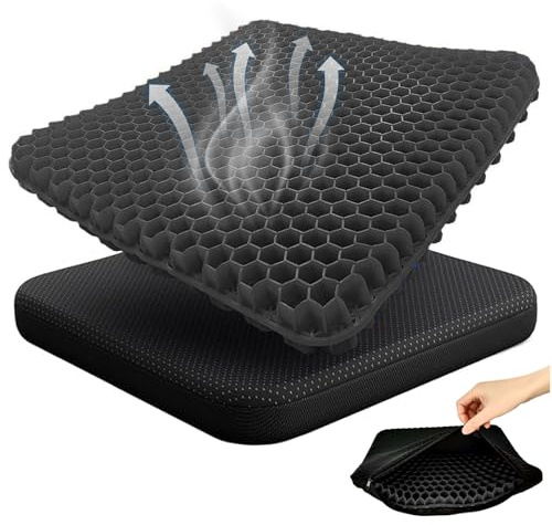 TOGETDREAM Gel Seat Cushion, Honeycomb Cushions with Cloth Cover Thick Car Seat Cushion Cool Cushions Chair Seat Pads for Bottoms Soft Sitter and Pressure Relief, for Office Chair/Car/Wheelchair