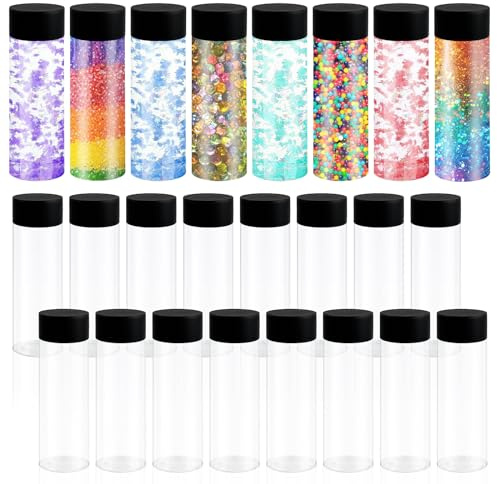 Lot de 24 bouteilles de jus de 300 ml en plastique PET avec couvercles, vides transparentes, réutilisables, adaptées pour le lait et diverses boissons faites maison