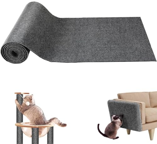Selbstklebend Kratzmatte Katze，200cmx30cm Zuschneidbare Kratzmatte Katze，Katzen kratzschutz，für Sofamöbeltüren,um Katzenkratzern vorzubeugen und Teppiche und Wände zu schützen（Hellgrau）