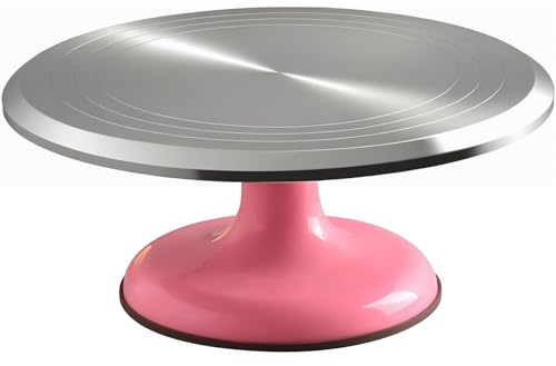 Yizish Tortenplatte Drehbar aus Aluminiumlegierung 30,5 cm, Tortenständer drehbarer Kuchen-Drehteller, Dekorationssets zum Backen, Gebäck und Cupcakes (Rosa)