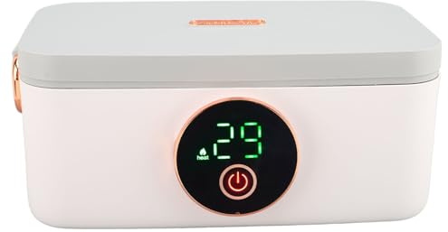 Fockety Boîte à Déjeuner Chauffante électrique, capacité de 60 W, 1 L, avec Batterie Rechargeable de 16 000 MAh, Chauffe-plats Portable Anti-fuite pour le Travail en Voiture, Camion,