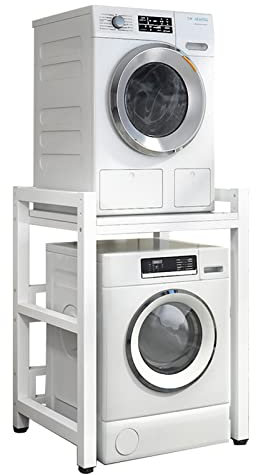 Genérico Soporte para Secadora de Altura Ajustable - Kit de apilamiento para lavadoras de Carga Frontal y secadoras de Ropa - Estante de Almacenamiento sobre la Lavadora con Capacidad de Carga de 400