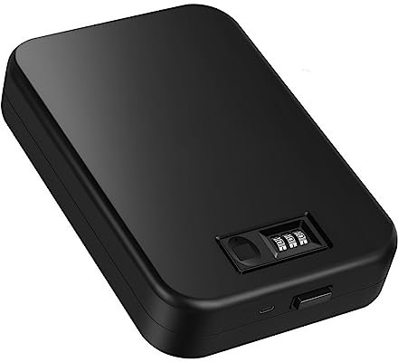 Portable Gun Safe, Combination Pistol Safe, Money Jewelry Storage Box, Fingerprint Safe Lock Box, Travel Pistol Safe for Nightstand Car Home Office B