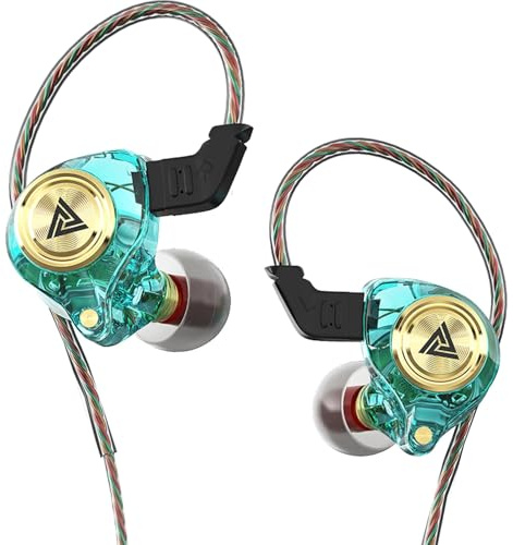 Ttbesmi QKZ AK3 - Auriculares intraurales portátiles de 3.5 mm con cable para juegos, auriculares intraurales IEM para juegos, auriculares estéreo de alta fidelidad, color azul claro, verde, para