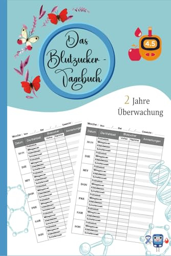 Das Blutzucker Tagebuch: Tagebuch für Diabetiker für 104 Woche (2 Jahre) zur täglichen Überwachung von Blutzuckerwerten - und Insulinwerten mit ... -typ 1 - Geschenk für Diabetiker . 05