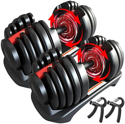 HAKENO 2x24kg/40kg Verstellbare Hanteln im Paar Schnell-Gewichtwechsel, platzsparende Hanteln mit Sicherheitsverschluss, ideal für Home-Gym, Krafttraining & Fitness Zuhause