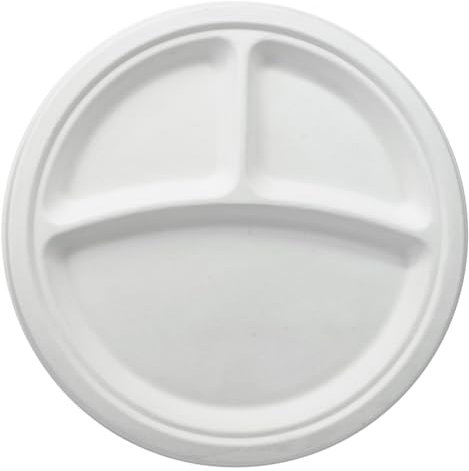 wisefood Piatti di canna da zucchero, 50 pezzi, piatti monouso per bagassa, diametro 26 cm, piatti di carta, ideali come piatti per feste o piatti da menù, stoviglie in canna da zucchero