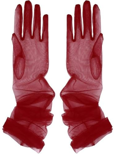 Whakano Lange Tüll Handschuhe Damen,Elegant Opernhandschuhe Abendhandschuhe Tanzhandschuhe Transparent Ellenbogenlange für Hochzeit,Karneval,Mottoparty,Tea Party,Tanz,Abschlussball