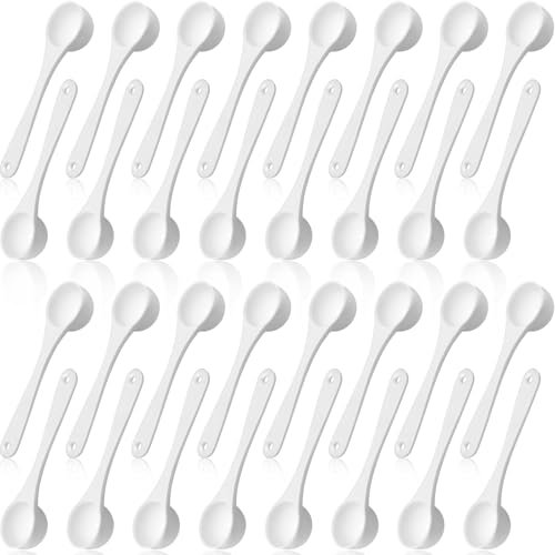 Maxdot 200 Pcs Teaspoon Measuring Spoons (5 ml 5 Cc 1 Tsp) plastic Scoop Measuring Spoons Long Handle Plastic Scoop for Cosmetics Coffee Sugar Spices Protein